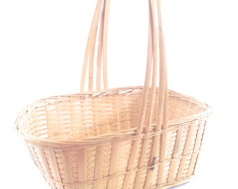 vintage basket with handle, delicate natural brown; Christmas coworker teacher gift idea