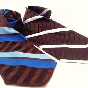 retro striped brown, blue and white neck tie duo Leonardo Straubridge Clothier style and funk to any wardrobe collection image 5