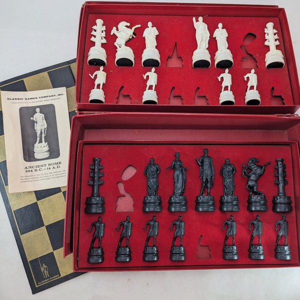 REPLACEMENT Chess Parts: 1963 Classic Games Collectible Series Ancient Rome Edition 264 B.C.- 14 A.D. Black/White Pieces