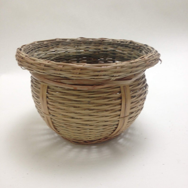 curvy round basket, wicker planter trash waste bin Christmas office coworker teacher gift idea image 7