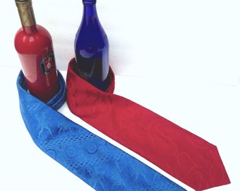 blue and red olyester tie set; vintage men's gift for him