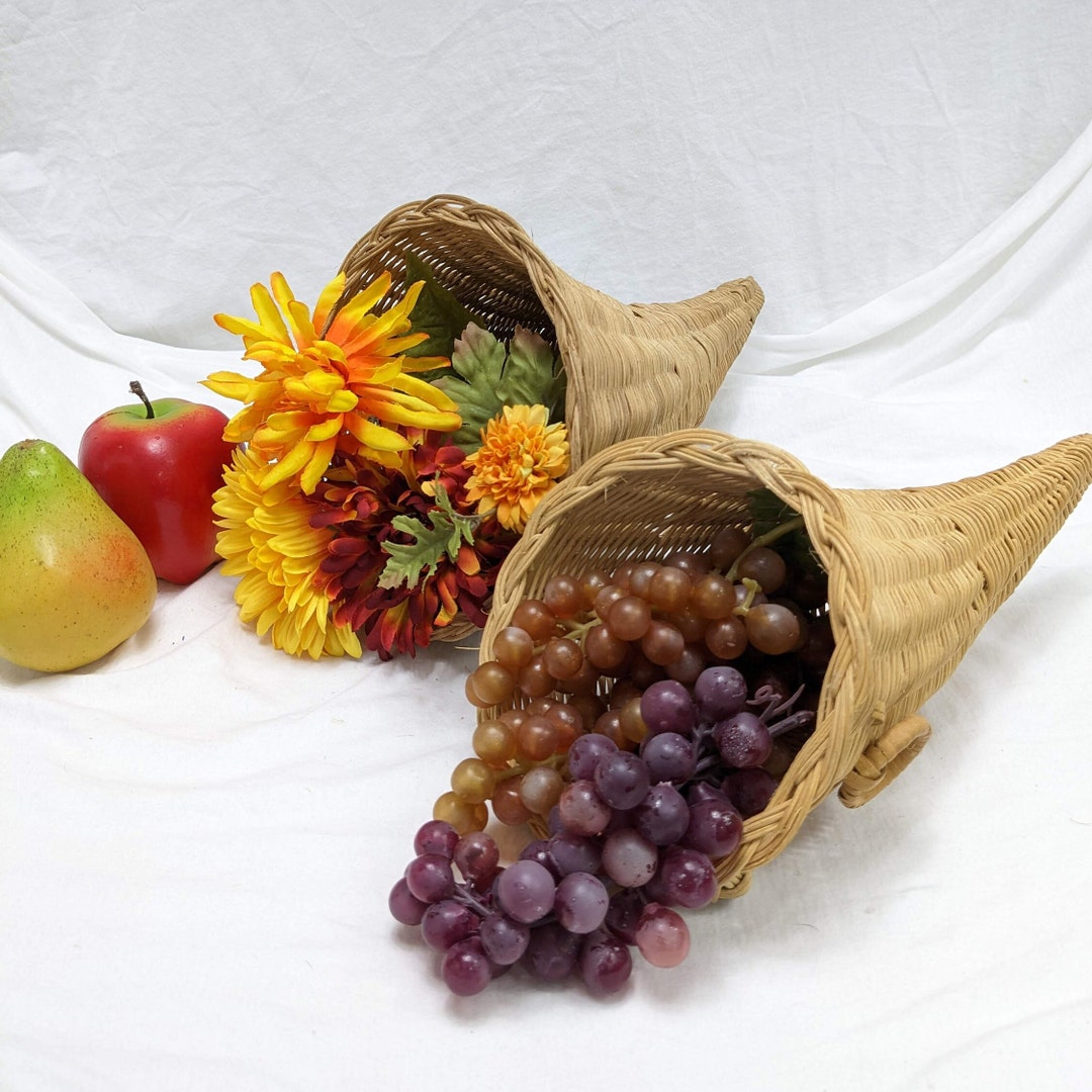 Natural Light Brown Cornucopia Basket two Sizes Available 11 or 16 Long
