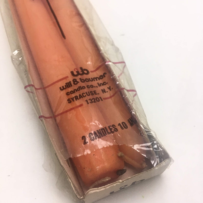 10 dinner candles unused in original box hand dipped peach Tavern Candles Taperlite candles with firm fit end; NIB set of two