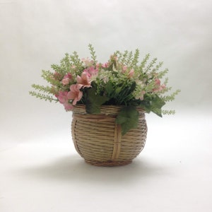 curvy round basket, wicker planter trash waste bin Christmas office coworker teacher gift idea image 8