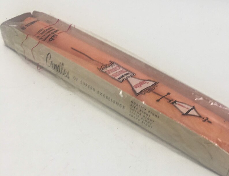 10 dinner candles unused in original box hand dipped peach Tavern Candles Taperlite candles with firm fit end; NIB set of two