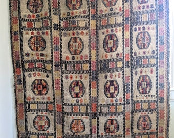 One of a Kind Hand Woven Kilim - Turkish Museum Mullezi - Large Wall Hanging Tapestry - 100% Wool - Large 62" x 50"