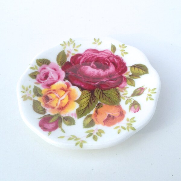 floral Finsbury miniature plate; fine bone china, rose flower garden decor; yesteryears collectible