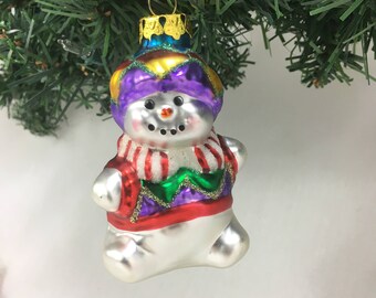 super fun snowman blown glass ornament - choose one or create your own set; deep in color and sparkle vintage style collectibles