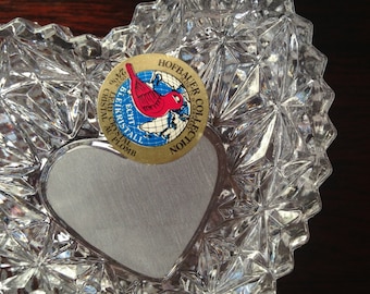 Vintage New Crystal Heart Box; Etch Bleikristall 24% Lead Crystal; Valentines Girlfriend Fiance Engagement Ring Box