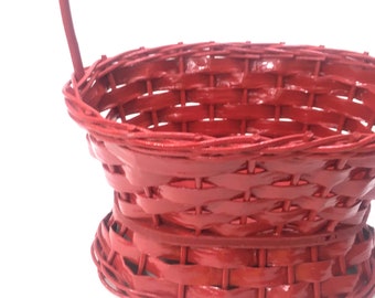 red basket, farmhouse country cottage, Easter Mothers day gift; Christmas office coworker teacher gift idea