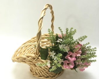 large chunky flower basket, Easter Basket, 13"x9.5" wide, 12" tall; Christmas office coworker teacher gift idea