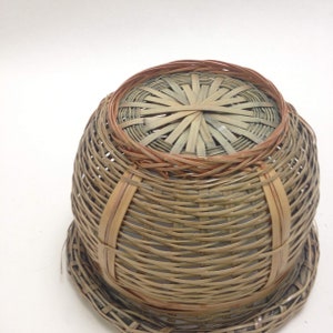 curvy round basket, wicker planter trash waste bin Christmas office coworker teacher gift idea image 3