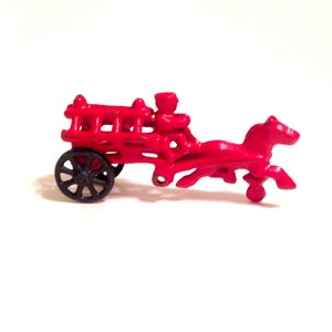 Vintage Red Cast Iron Horse and Carriage Toy