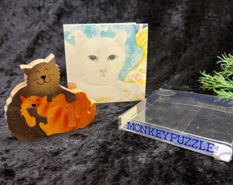 Vintage Wooden Cat & Kittens Nesting Puzzle with Note Card, A 1988 Monkey Puzzle