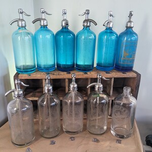 Cobalt Blue and Clear Vintage Seltzer Bottles  -  Sold Individually  -  Instant Collection  -  Farmhouse  Kitchen  Barware  Decor