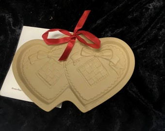 Double Heart 1988 Brown Bag Cookie Art Mold with Original Recipe Book Valentine's Day Gift Kitchen Chef Gadget Children's Kids Craft Project