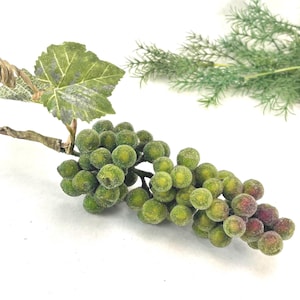 Large Vintage Green Grape Cluster: Thanksgiving Cornucopia Basket, Christmas Ornaments Wreath Floral DIY Supply