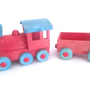 rare Herbart train engine and car toy; red blue West Germany collectibles; Christmas office coworker teacher gift idea