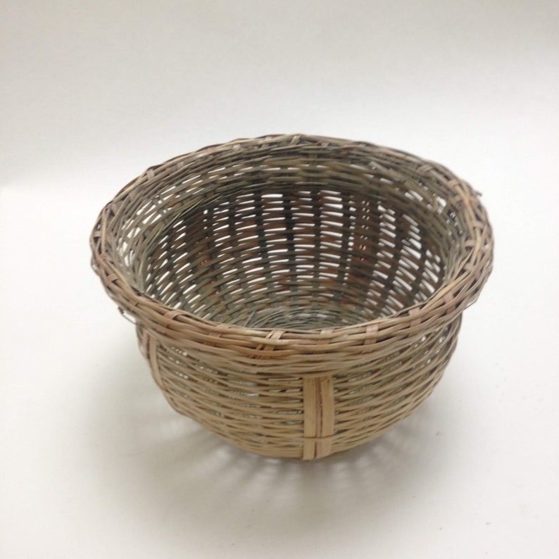 curvy round basket, wicker planter trash waste bin Christmas office coworker teacher gift idea image 6