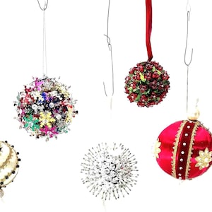 Sparkly Sequin Push Pin Bead Ornament: Sold Individually Vintage Handmade Christmas Gift