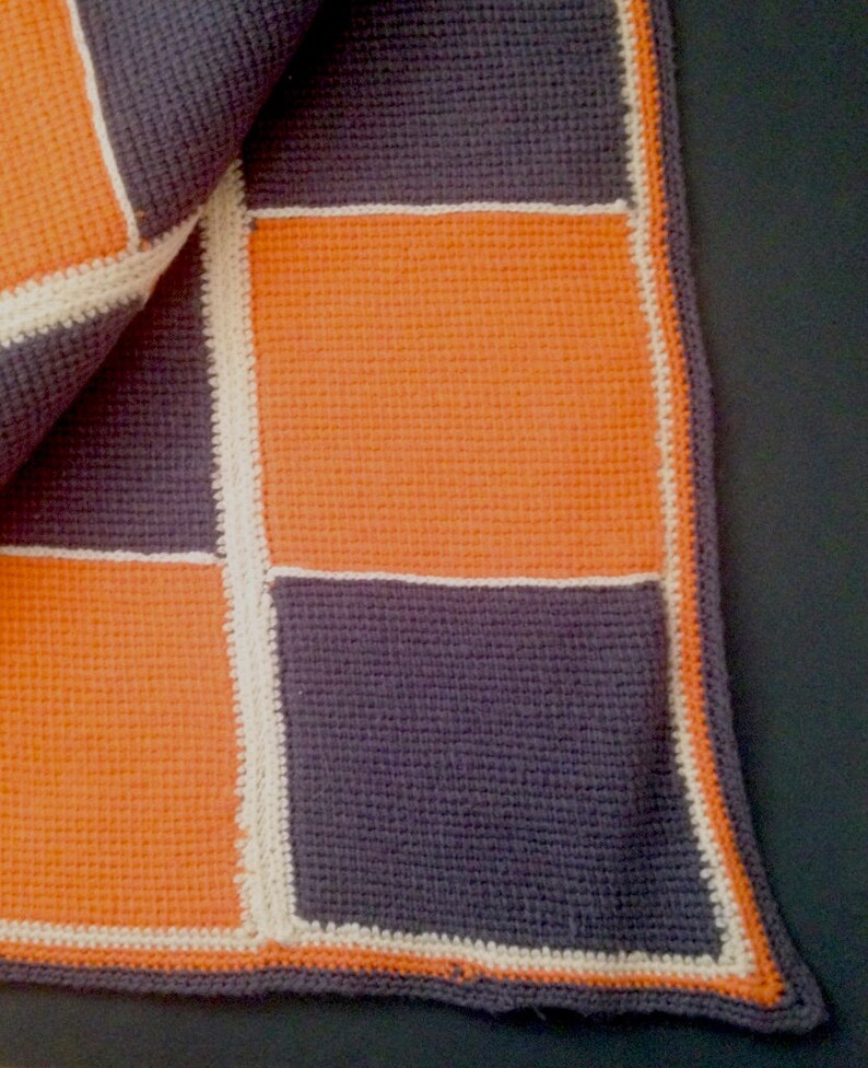 Orange Gray Weighted Blanket Knit Throw Afghan 71 X Etsy