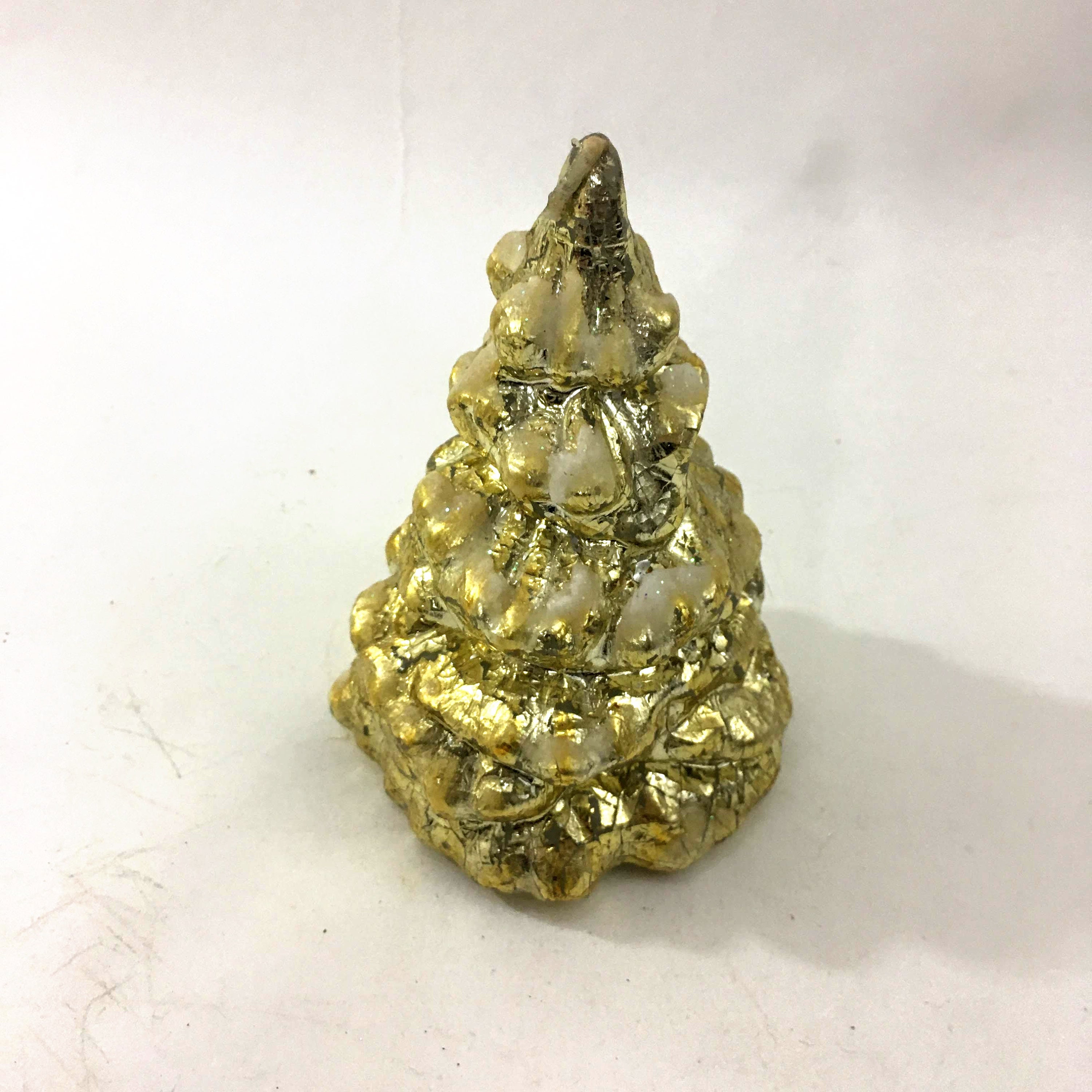 Super Shiny Gold Christmas Tree Candle Textured With Lots of Etsy