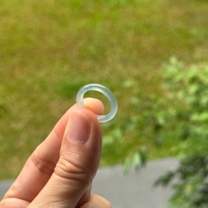 Jade Ring US 3.5 High Quality ICY like Glassy Light Bluish Green Abacus Band Ring R138 (Burmese Jade)