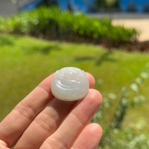 Translucent Near White Ruyi Jade Pendant Grade A Jade Fine Grains Jadeite (Burmese Jade)