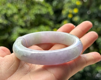 53.5mm Jade Bangle Lavender Green Grade A Jadeite MB68T (Burmese Jade)