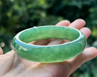 Brazalete de jade de 57,4 mm, uniforme translúcido, verde azulado, jadeíta de grado A (jade birmano)