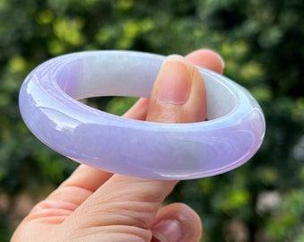 Zertifizierter 52,36 mm Jade Armreif lebendiger lila Lavendel blasser grüner Jadeit (Burma Jade) Klasse A MB287LL