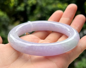 Round 55.6mm Jade Bangle Lilac Lavender Faint Green Grade A Jadeite (Burmese Jade) MB287LL