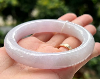 58.2mm Round Jade Bangle Lavender Grade A Jadeite MB78KL20 Chubby Princess Round (Burmese Jade)