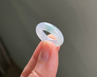 Jade Ring US 4.5 Very Translucent Blue Colorless Grade A Jadeite Abacus Jade Ring (Burmese Jade)