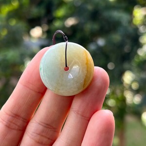 Bi Jade Pendant Donut Yellow Green TriColor Grade A Jadeite (Burmese Jade)