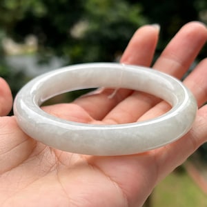 55.2mm Round Jade Bangle Translucent White Grade A Jadeite burmese