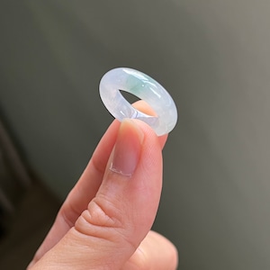 Jade Ring US 4.5 Very Translucent Blue Colorless Grade A Jadeite Abacus Jade Ring (Burmese Jade)