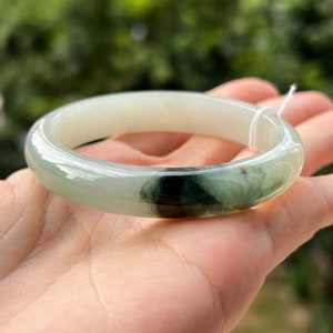 Oval 54.2mm Jade Bangle Grade A Jadeite Translucent TriColor Burmese Jade