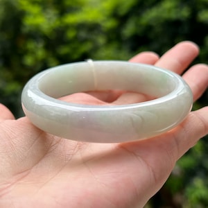 59.35 mm 天然翡翠バングル 細粒 青みがかったグリーン MB6L5L10