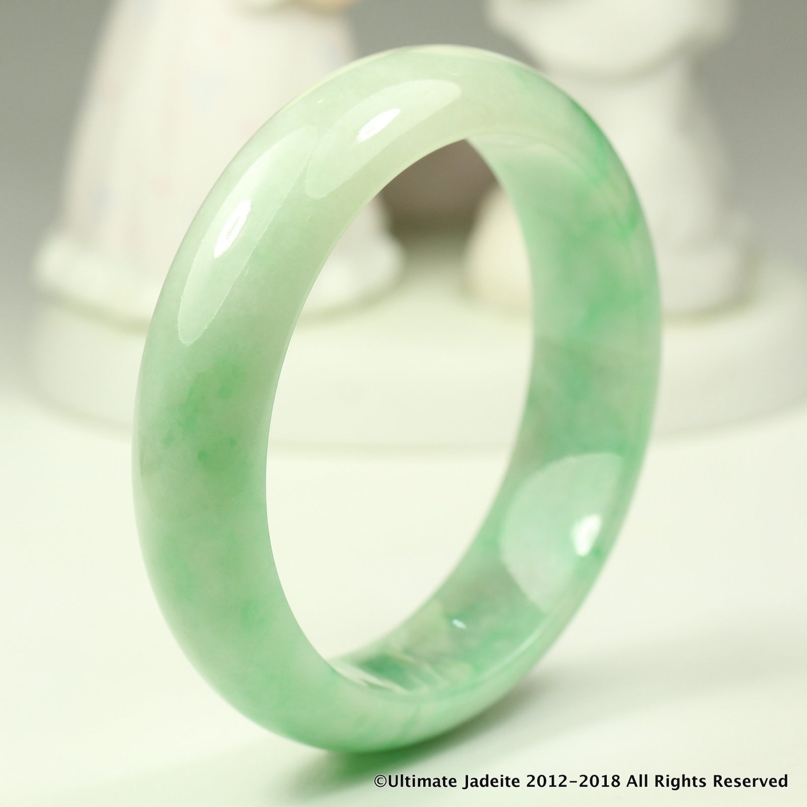 58mm Natural Jade Bangle Bracelet Faint Green MB10LL8 Grade A | Etsy