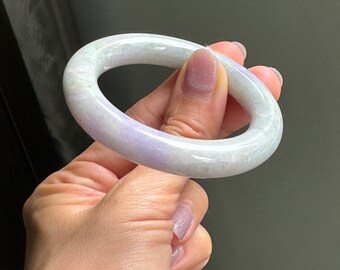 ラウンド 50.6 mm 翡翠バングル ビビッド ラベンダー グレード A 翡翠