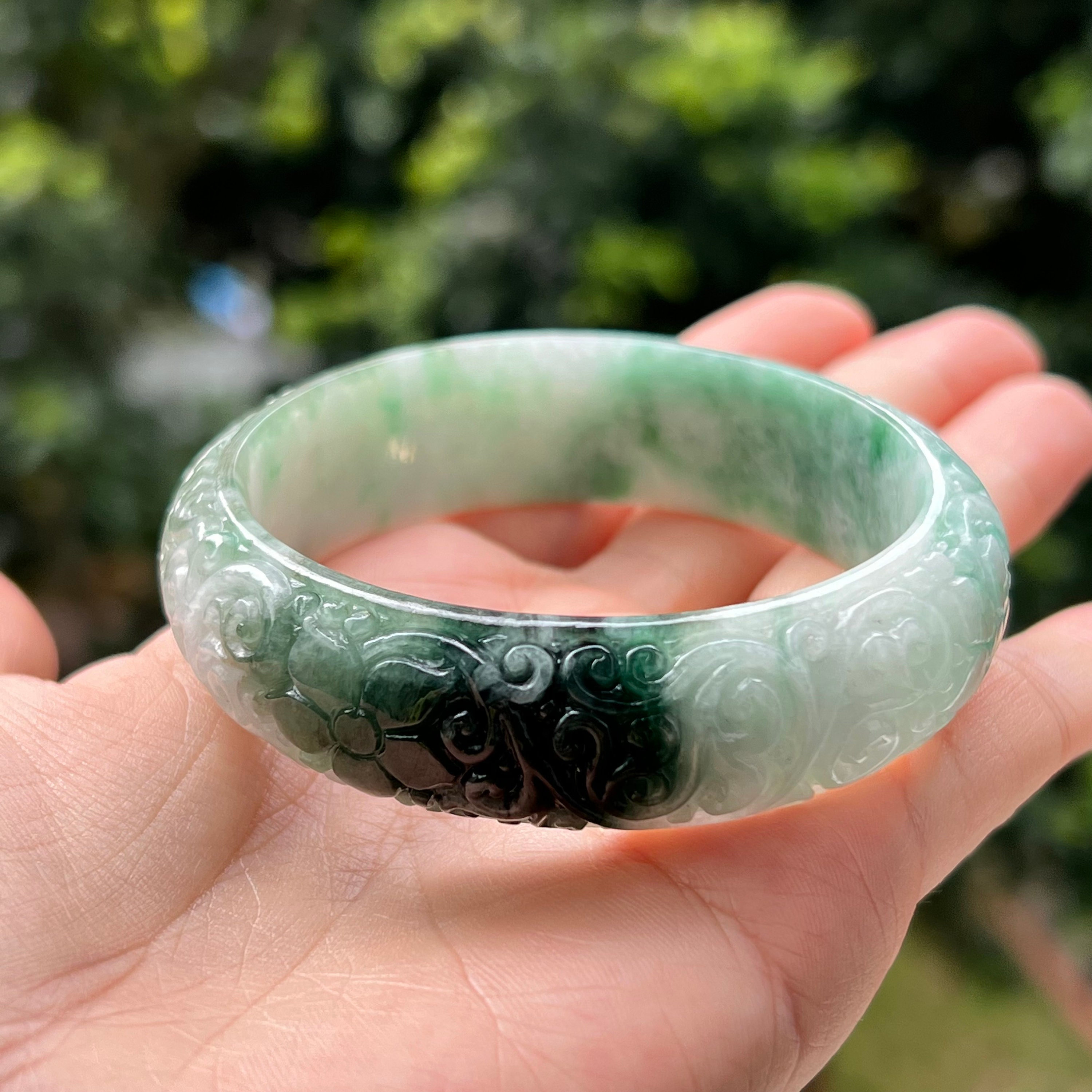 Green/Yellow Dragon and Phoenix Jade Bangle – JADE BROTHERS JEWELRY