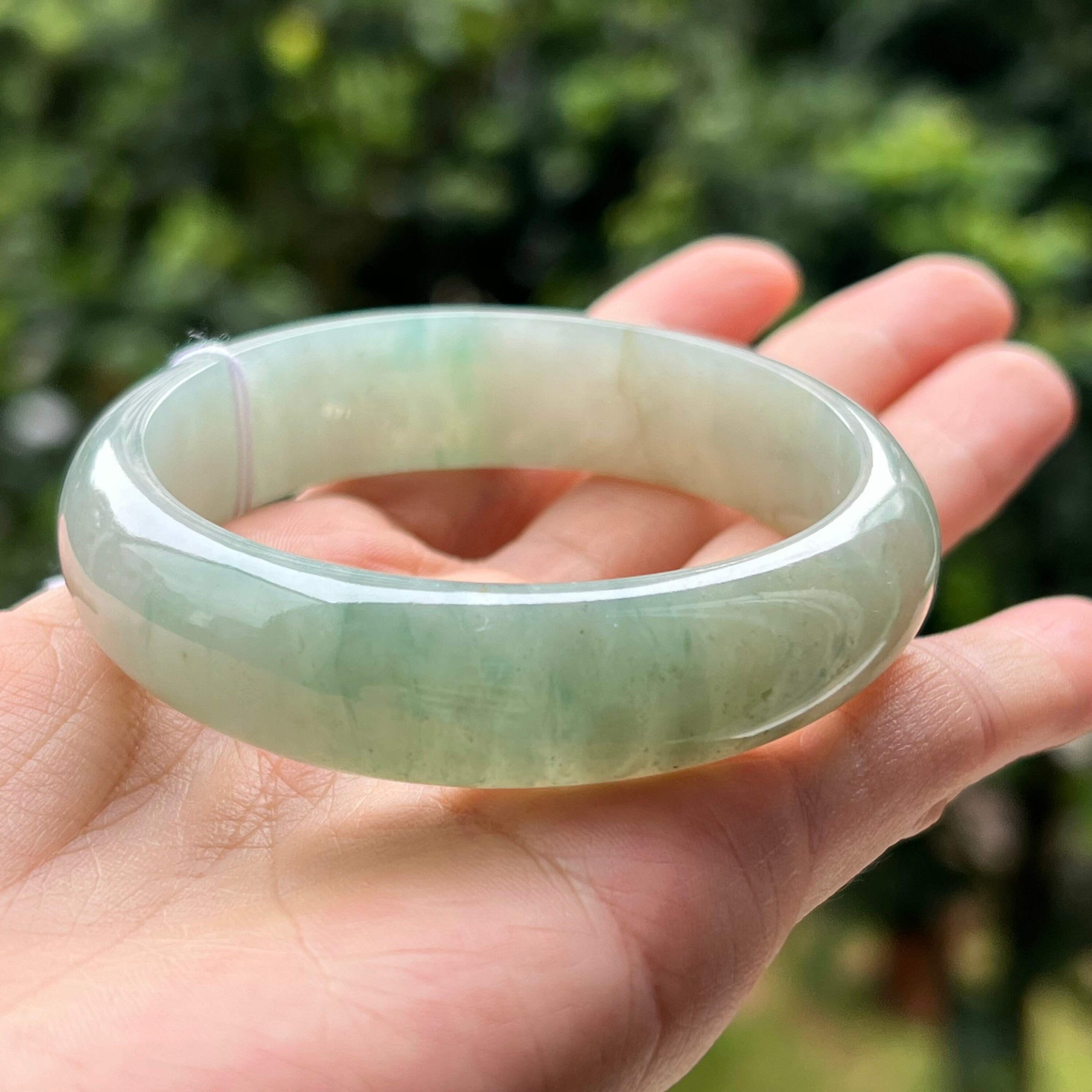 Jadeite Jade Bangle Bracelet 54.8mm Translucent Bluish Green