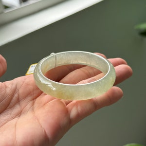 51.4mm ICY Natural Jade Bangle Yellow MB10LL2 Grade A Jadeite