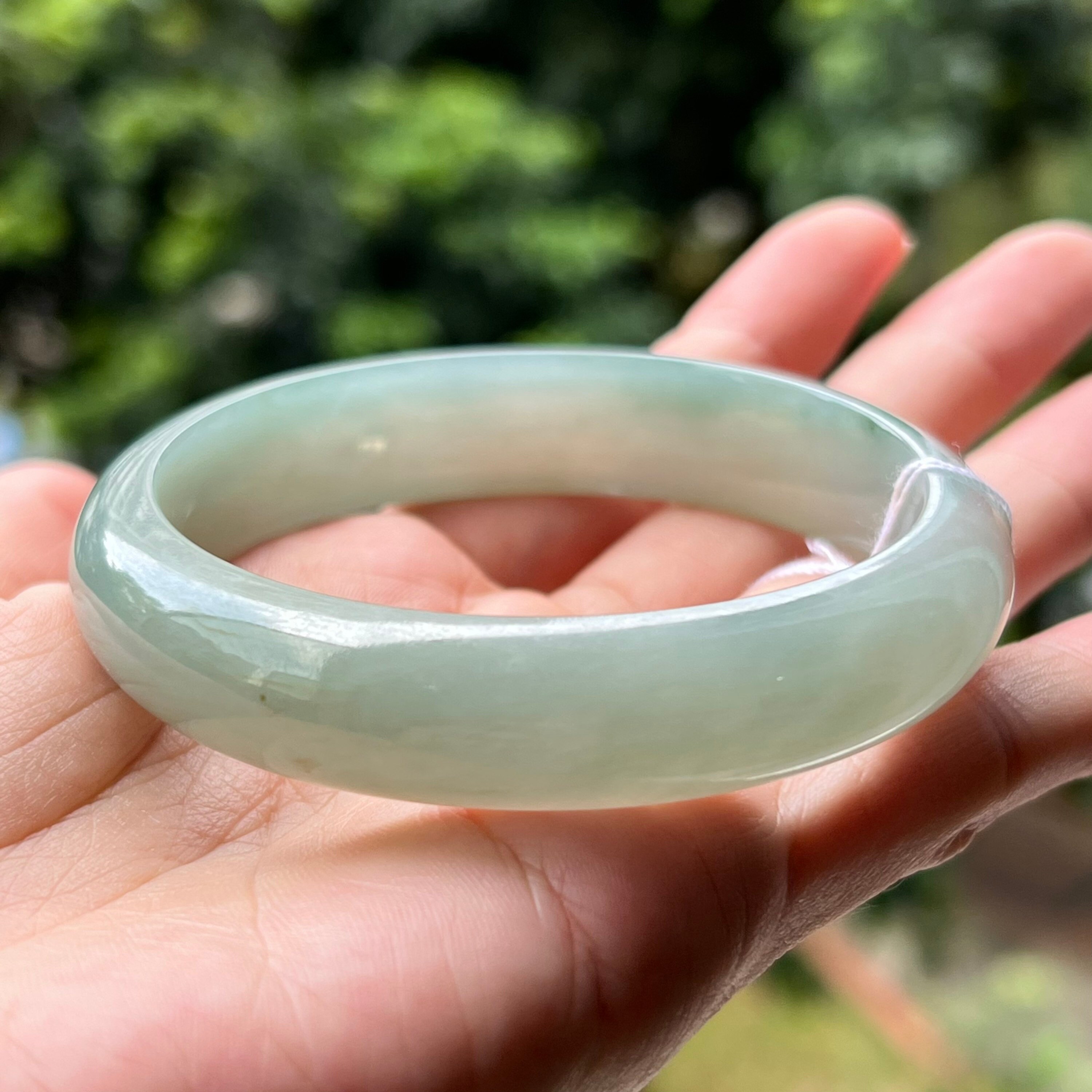 59.35 mm 天然翡翠バングル 細粒 青みがかったグリーン MB6L5L10