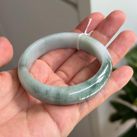 54 mm 翡翠バングル グレードA 翡翠 青緑白 バイカラー MB48KL80