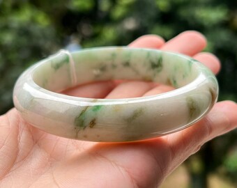 58.8 mm 翡翠バングル 異なる色合いのグリーン 花柄 4色 グレードA