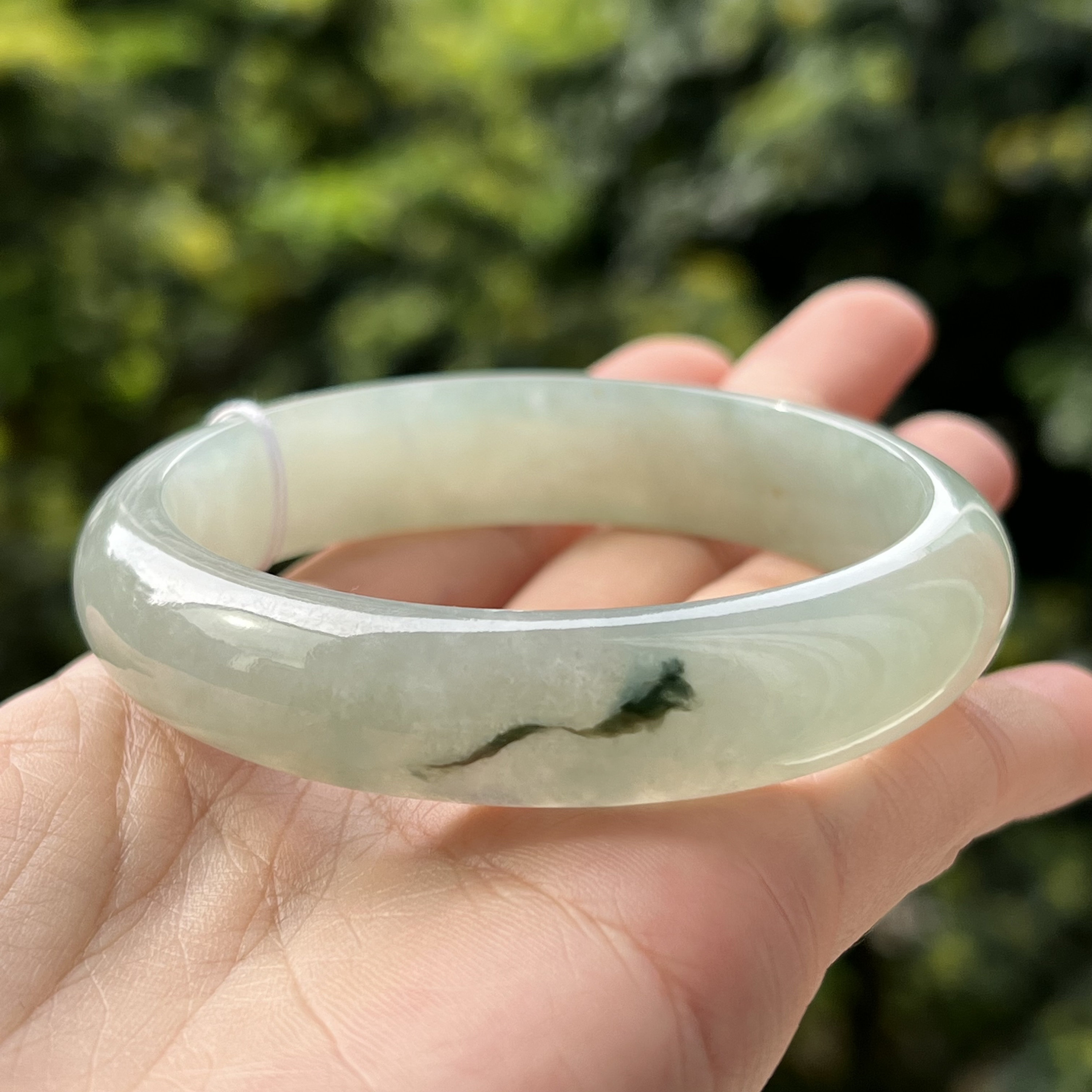59.23 mm 翡翠バングル 非常に半透明 淡い青緑色 グレードA 翡翠