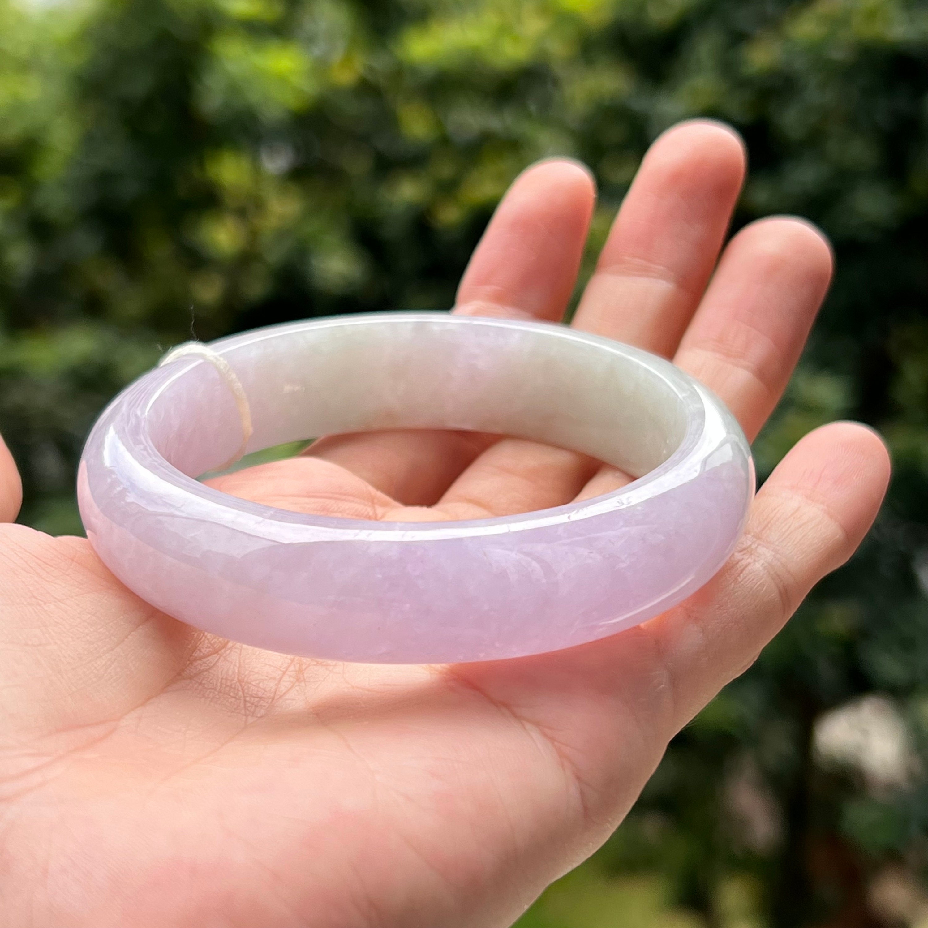 57mm-58.5mm Natural Rhodonite D Shape Bangle Pink Crystal Bracelet - 3JADE  wholesale of jade carvings, jewelry, collectables, prayer beads