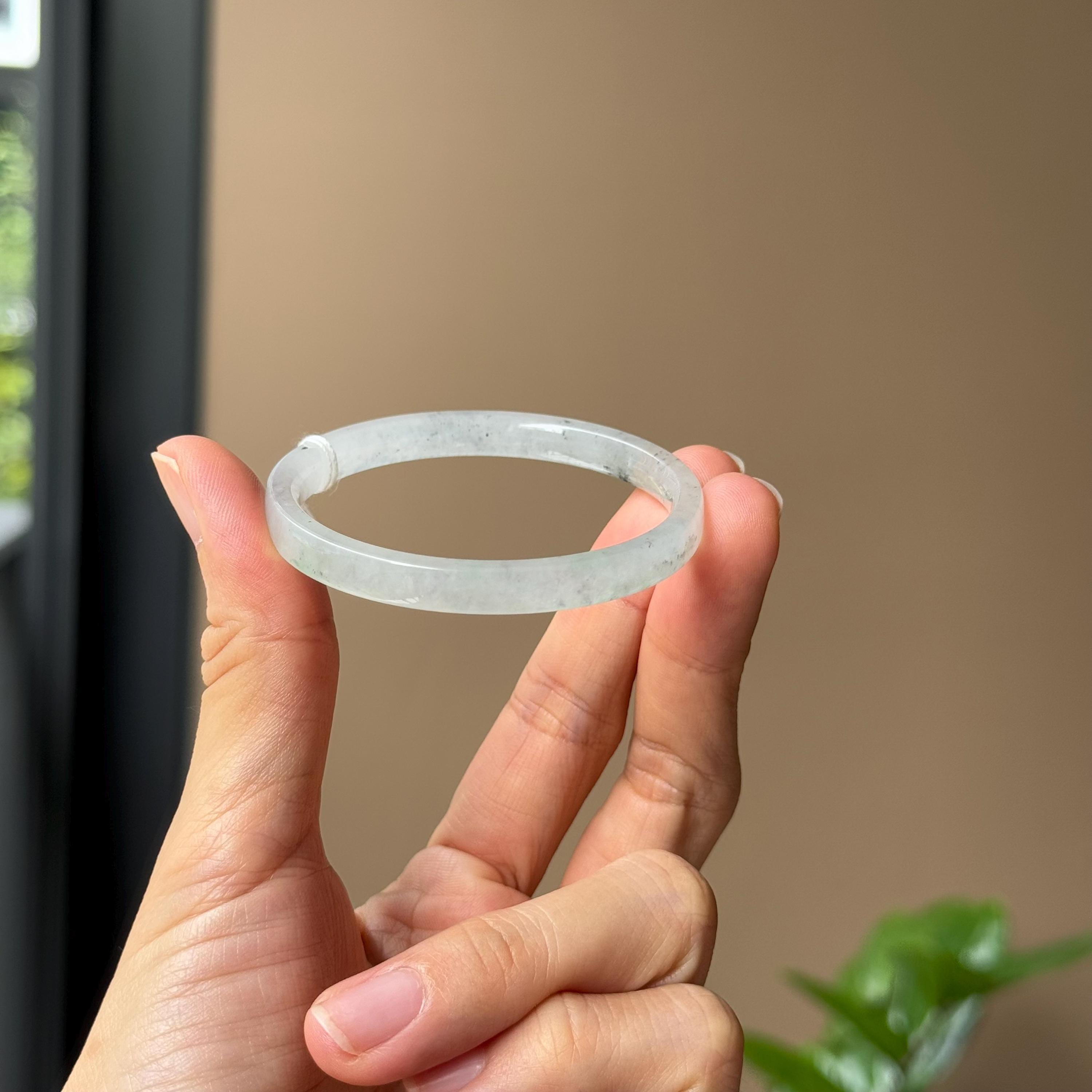 ICY 49.6mm Jade Bangle Square Cut Colorless Grade A Jadeite HC86H